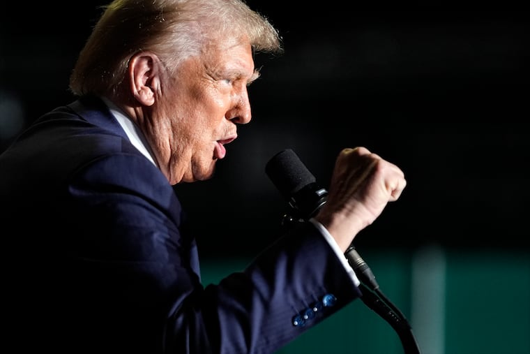 Republican presidential nominee Donald Trump speaks during a campaign rally Tuesday in Greensboro, N.C.