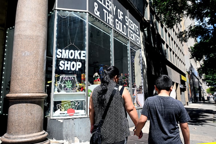 A city smoke shop in the 1000 block of Chestnut Street Monday, July 21, 2025. Congress has just passed a bill that would ban most of the intoxicating hemp products sold in stores similar to this one.