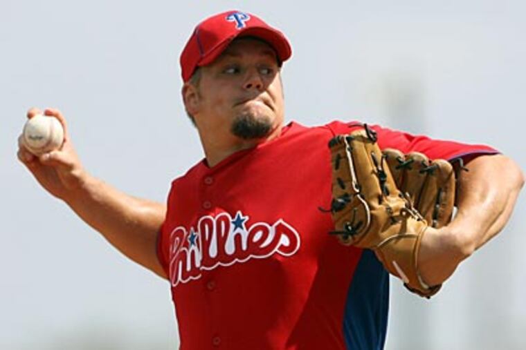 In 6 2/3 innings this spring, Joe Blanton has allowed two runs and six baserunners. (Yong Kim/Staff Photographer)
