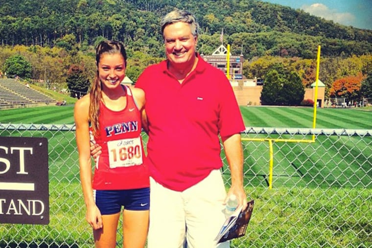 University of Pennsylvania runner Madison Holleran, 19, with her father, James, at Lehigh University at a track meet during the 2013-14 school year. (Instragram)