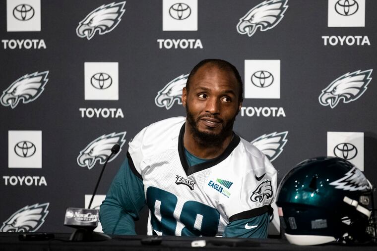 The Eagles introduced new defensive end Robert Quinn after practice Thursday at the NovaCare Complex.