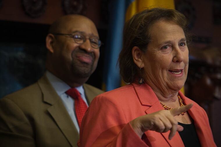 Mayor Nutter and Rina Cutler, deputy mayor of transportation. (ALEJANDRO A. ALVAREZ / Staff Photographer)