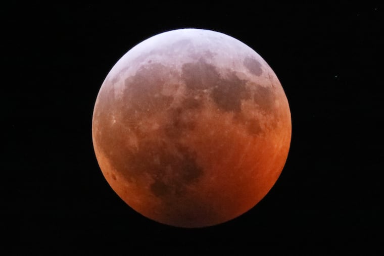 An eclipse in January 2019 turned the moon red, the result of sunlight filtered through the Earth's atmosphere. Unfortunately, clouds are going to get in the way of the lunar eclipse Sunday night into Monday morning.