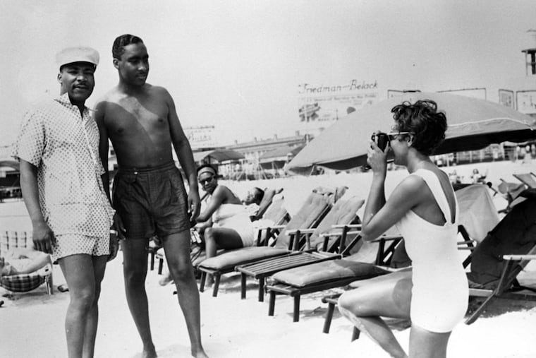 The Rev. Dr. Martin Luther King Jr. is pictured here with the Rev. Russell Roberts of Shiloh Baptist Church in Atlantic City, on Chicken Bone Beach in Atlantic City. Photo Credit: John Mosley Collection, Courtesy Charles L. Blockson Afro American Collection, Temple University Libraries, Philadelphia, Pa.