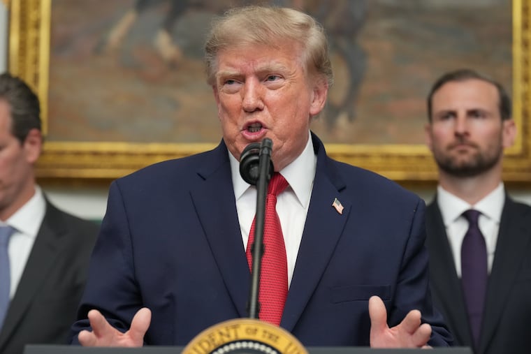 President Donald Trump speaks during a meeting with technology leaders in the Roosevelt Room of the White House, Wednesday, Aug. 19, 2026, in Washington.