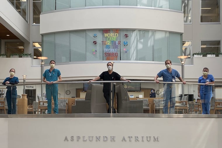 The family medicine hospital team at Abington-Jefferson Health from left to right: Carolyn Sciblo, Danielle Peters, Neil Skolnik, Christopher Azzolino, and Morgan Katz.