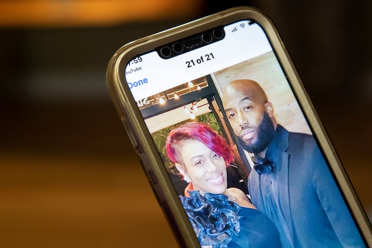 A photograph of Anrae Thomas James and his wife, shown at his father's home in Elkins Park in October. Anrae Thomas James was killed early that day inside of Thomas Jefferson University Hospital in Center City.