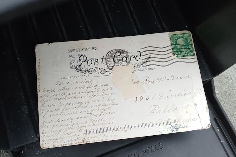 Brittany Keech, a Michigan woman, recently received a postcard last week in her mailbox, dated Oct. 29, 1920.