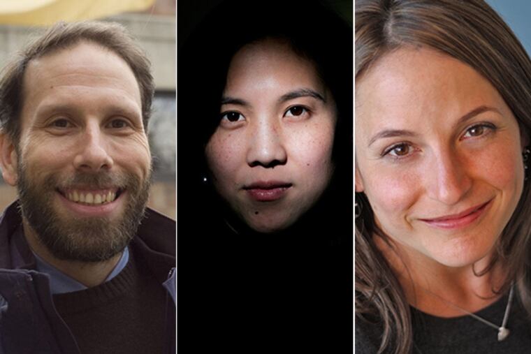 Jeffrey Brenner, left, Angela Duckworth, center, and Karen Russell are among the 24 winners to be announced Wednesday.