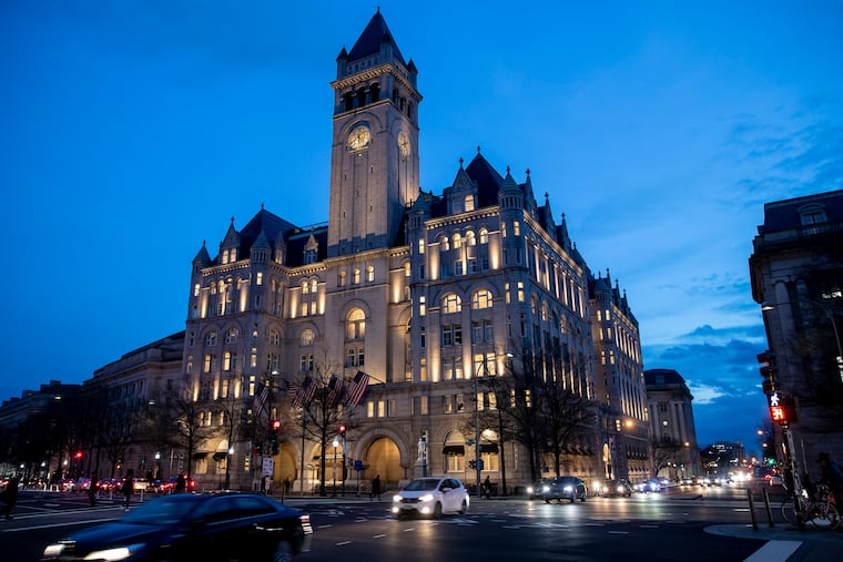 A lawsuit accuses President Donald Trump of illegally profiting off the presidency through his luxury Washington hotel.