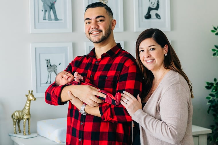 Megan and John Soliman and baby Christian.