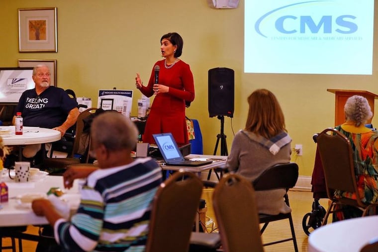 Centers for Medicare & Medicaid Services chief Seema Verma talks with seniors in Indianapolis on Monday, Oct. 22, 2018.