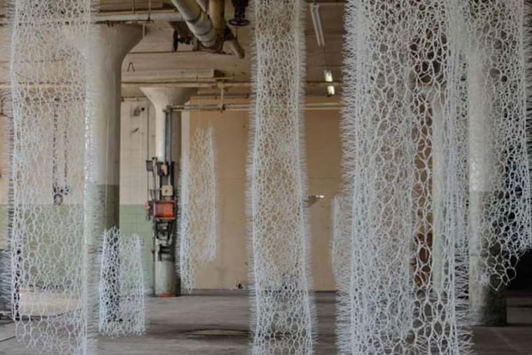 Sui Park created this piece using zip-ties. It will be shown in Force Field Project, a two-day festival of installation art, concerts, dance parties.