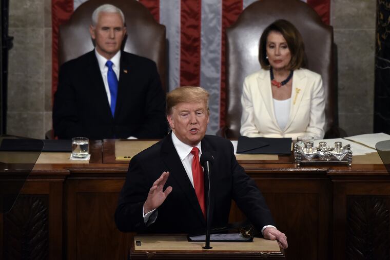 President Donald Trump delivers his State of the Union address to a joint session of the Congress on Capitol Hill in Washington, D.C., on Tuesday, Feb. 5, 2019. (Olivier Douliery/Abaca Press/TNS)