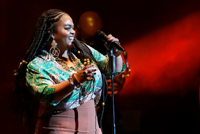 Jill Scott performs during the WDAS Summer Block Party featuring Jill Scott, Jazmine Sullivan, Musiq Soulchild, and DJ D-Nice at the Mann Center in Phila., Pa. on June 29, 2019.