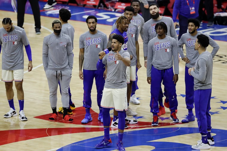 Sixers forward Tobias Harris welcomed fans back to the Wells Fargo Center before the Sixers played the San Antonio Spurs on Sunday. The squad thinks it has the tools to continue to excel while MVP candidate Joel Embiid remains sidelined.