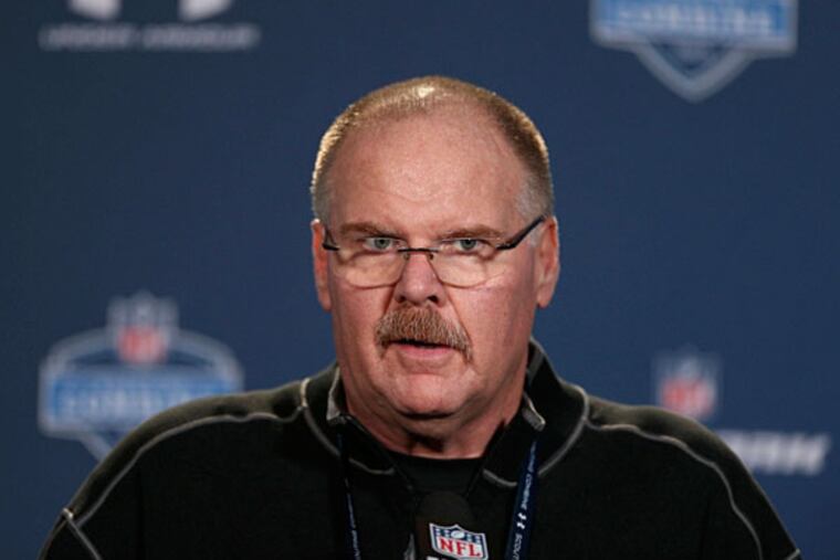 Kansas City Chiefs coach Andy Reid speaks to the media during the 2015 NFL Combine at Lucas Oil Stadium. (Brian Spurlock/USA TODAY Sports)