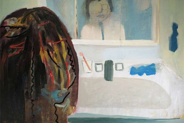 "A New Haircut," (2013), oil on canvas by Morgan Hobbs, in Woodmere Art Museum's 73d Annual.