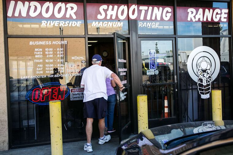 Patrons enter the firing range in Riverside, Calif., where both Syed Rizwan Farook and his wife, Tashfeen Malik, took target practice.