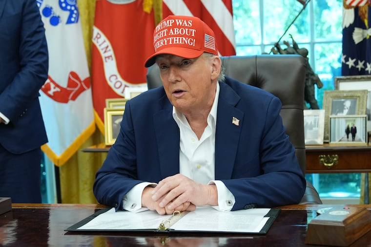President Donald Trump speaks in the Oval Office of the White House on Friday, Aug. 22, 2025.