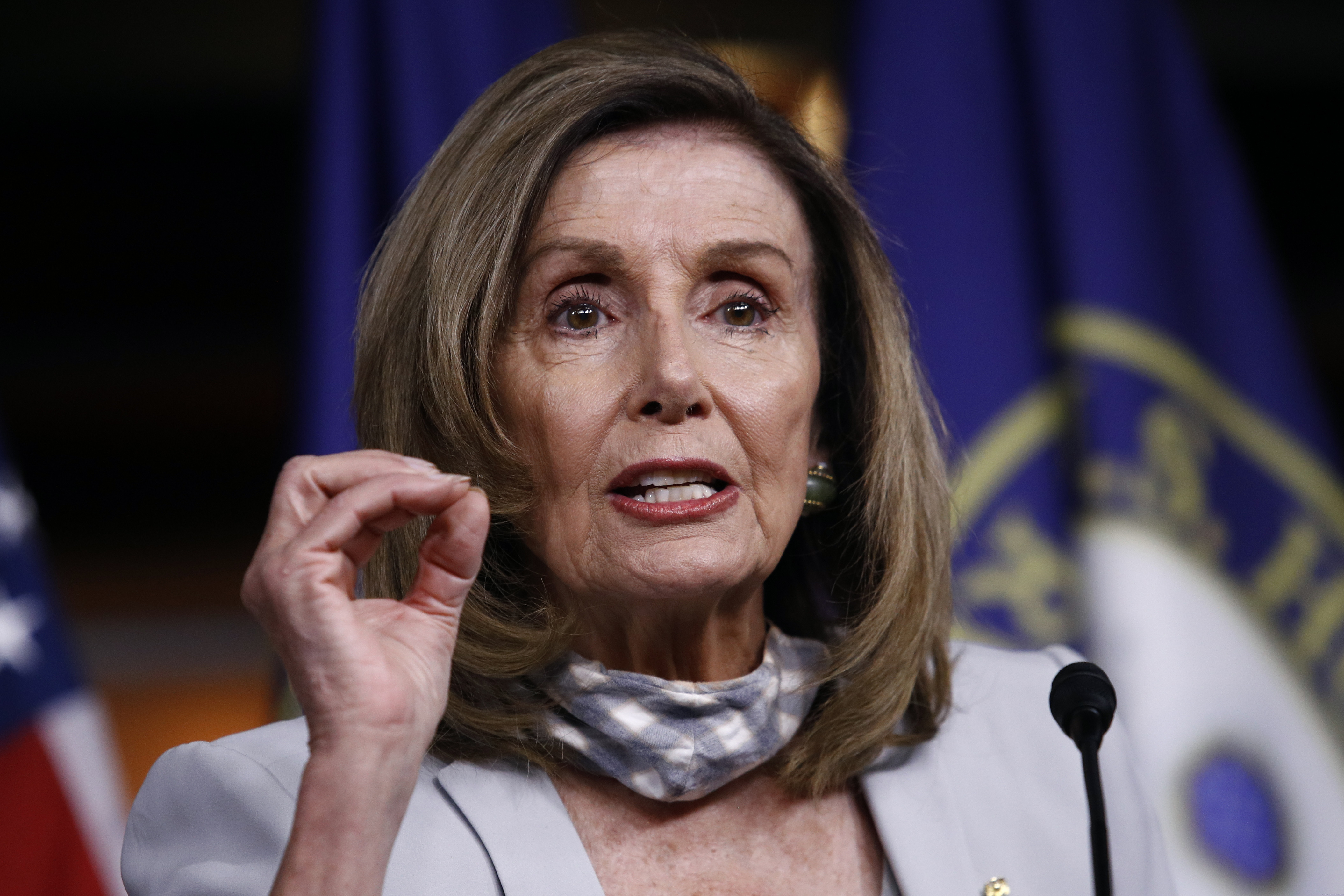 House Speaker Nancy Pelosi of Calif., speaks during a news conference on Capitol Hill in Washington on Aug. 13.