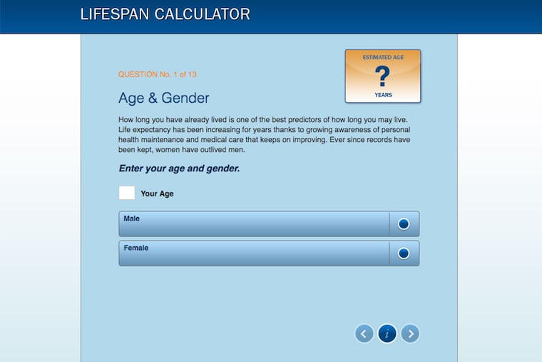 This is how Northwestern Mutual's online lifespan calculator begins.
