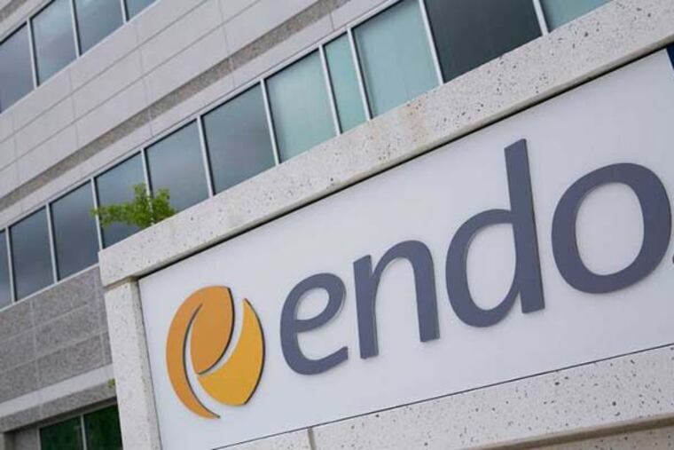 A logo sign outside of a facility occupied by Endo Pharmaceuticals in Malvern, Pennsylvania on May 30, 2015. Photo Credit: Kristoffer Tripplaar/ Sipa USA *** Please Use Credit from Credit Field ***