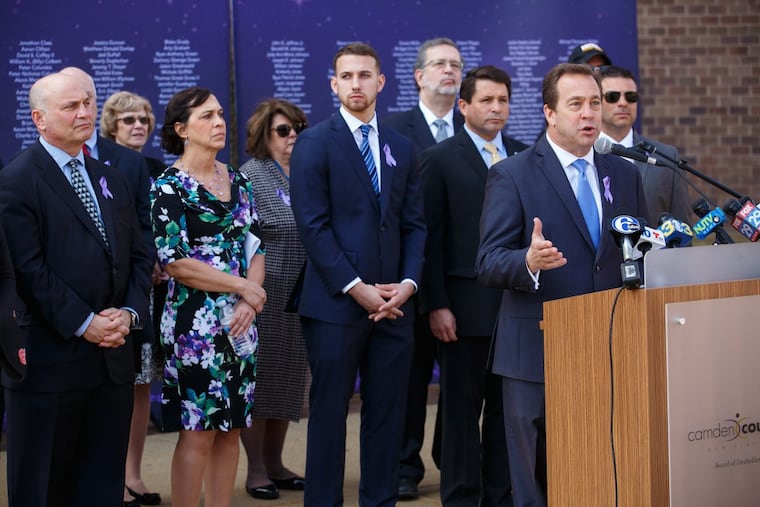 Camden County Freeholder-Director Louis Cappelli, Jr. speaks at a Feb. 21 press conference to announce the county’s lawsuit against some of the companies responsible for the manufacturing and distribution of prescription opioids. He said they share responsibility for the heroin epidemic gripping the nation.