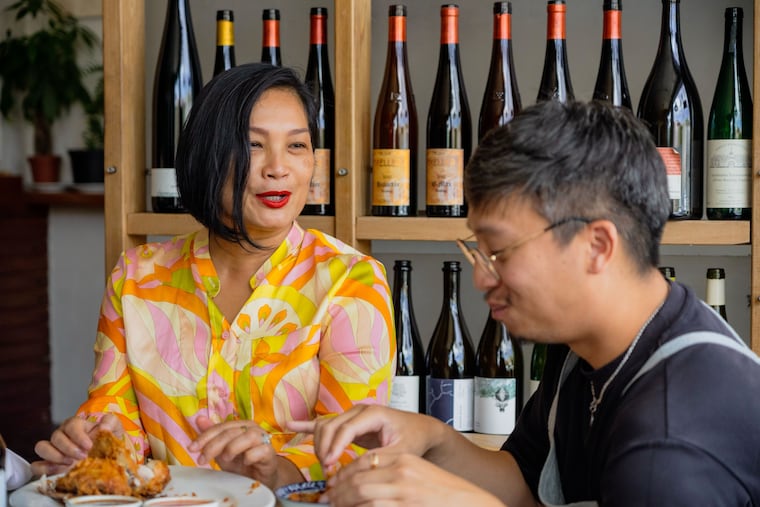 Chef Chutatip "Nok" Suntaranon (left) with Justin Pichetrungsi at his restaurant, Anajak Thai.