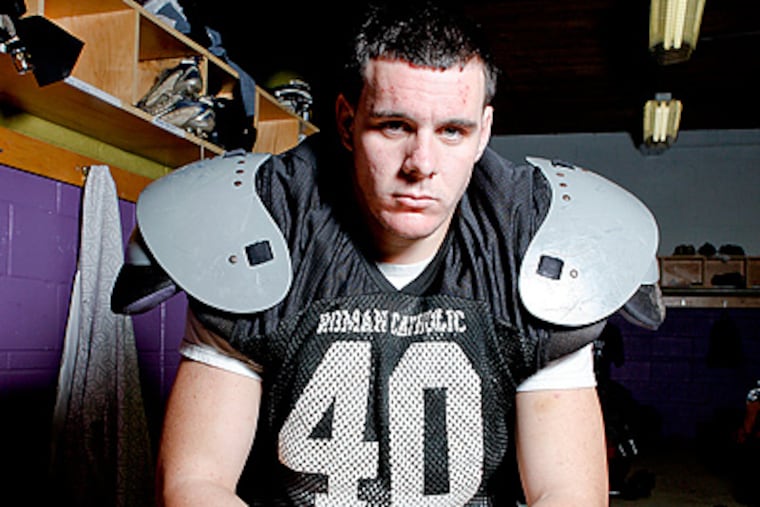 Dan Pellicciotti gets ready for practice on Tuesday November 9th, 2010. (Mitchell Leff / Staff Photographer)