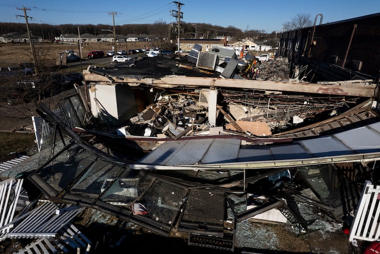 Investigators work the scene at Bristol Health & Rehab Center on Wednesday, Dec. 24, 2025 in Bristol Township, Pa. Two people were killed and a number were injured in the explosion on Dec. 23.