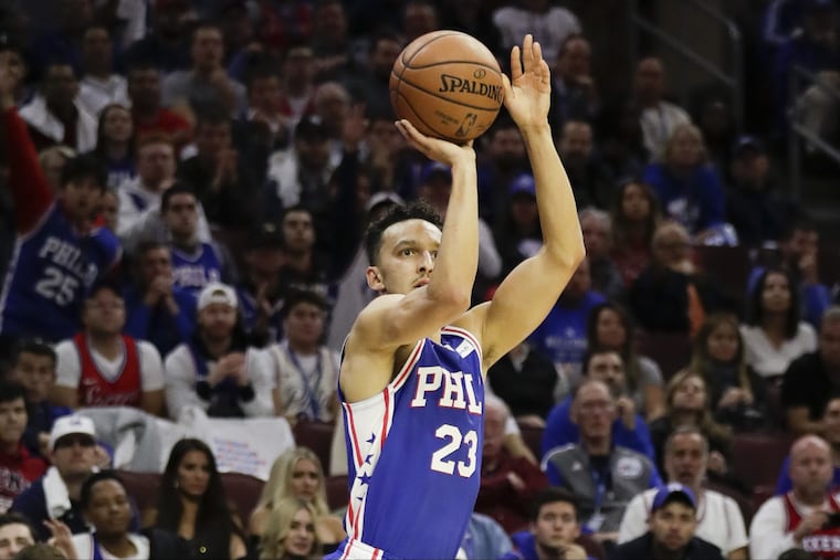 Sixers guard Landry Shamet shoots the basketball against the Chicago Bulls on Thursday, October 18, 2018 in Philadelphia.
