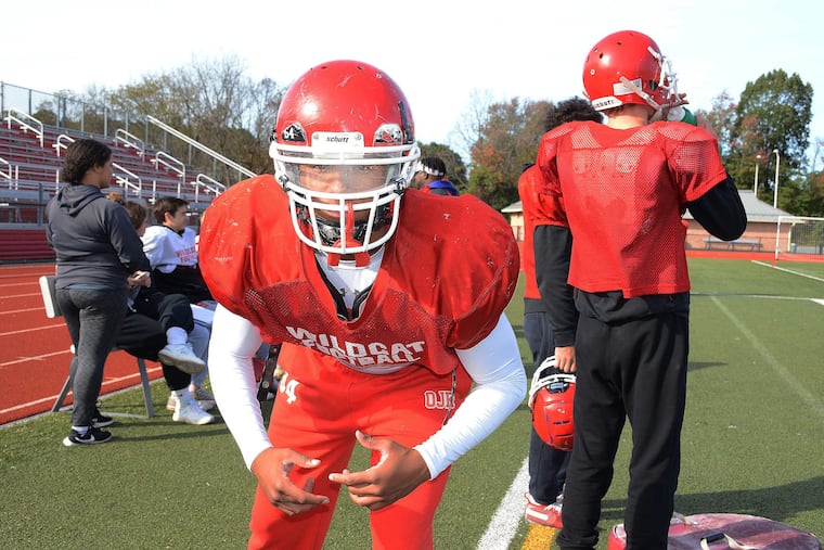 Owen J. Roberts football player Aidan Hayward during practice on Thursday October 25, 2018.