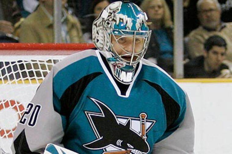 Evgeni Nabokov has a career 2.36 goals-against-average in nine seasons. (Marcio Jose Sanchez/AP file photo)