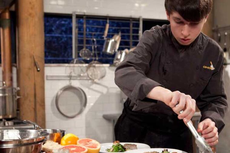 Mikey Robins, then 14, works magic on "Chopped."