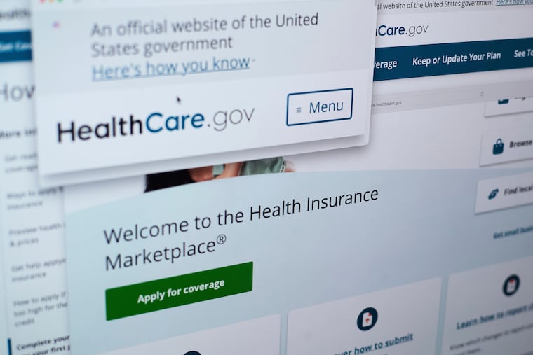 The Affordable Care Act health insurance website, healthcare.gov, is shown on a computer screen.