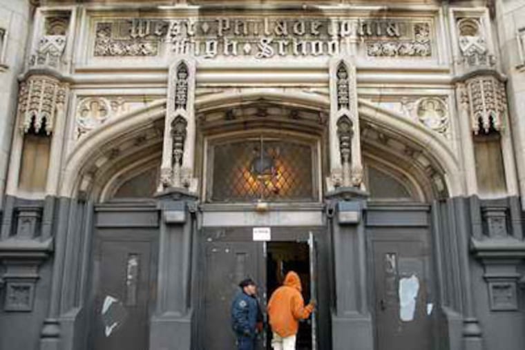 File photo of West Philadelphia High School where 11 students were arrested in wake of two fights.