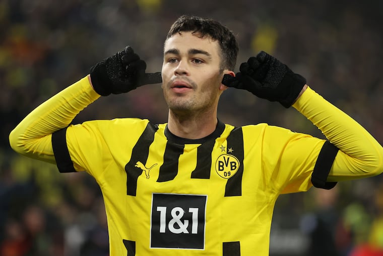 Gio Reyna's fingers-in-his-ears celebration upon scoring in his first game after the World Cup got lots of attention.
