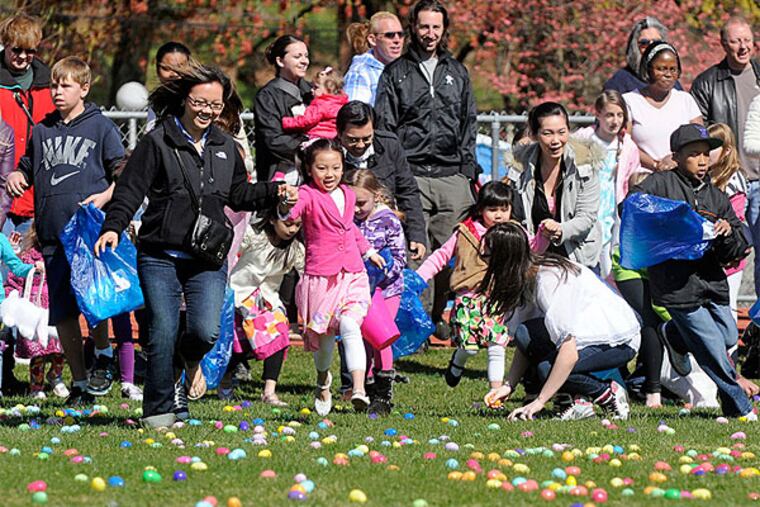 The egg hunters were off and running at Cherry Hill West High School in 2012. (Tom Gralish/Staff Photographer)