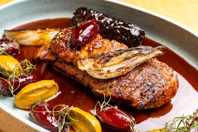 The duck sharing entree at Emmett in Philadelphia, Pa., on Thursday, March 27, 2025.