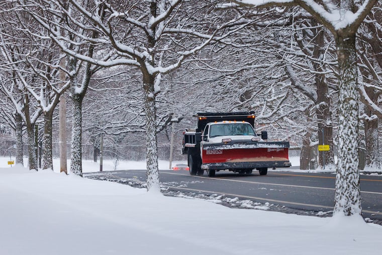 A Philadelphia Parks and Recreation Department plow truck along Reservoir Driver in Fairmount Park in February, Plows haven't had a whole to do the last few winters.