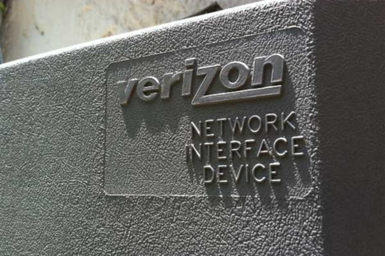 Verizon Network Interface Device -- a box mounted outside a residence in Broomall, Delaware County. June 2013. (Reid Kanaley / Staff)