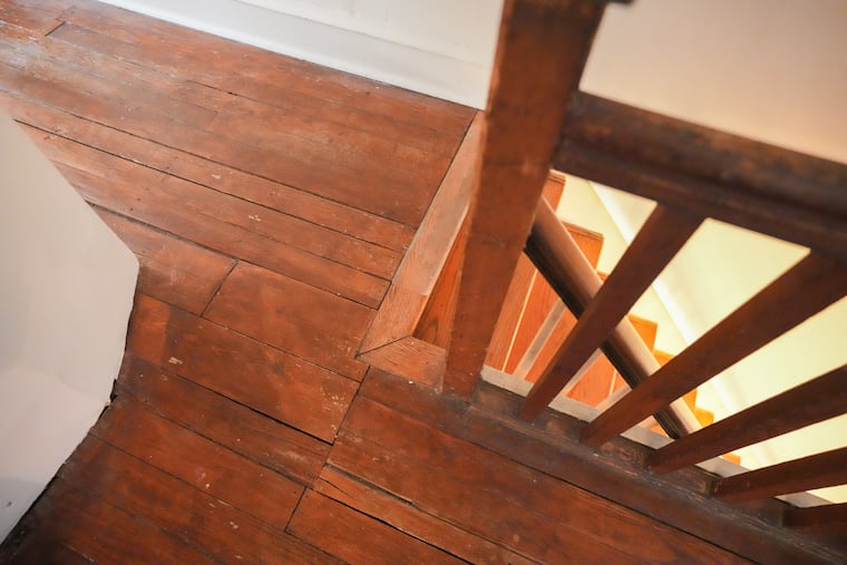 The wooden floors in the Pennsport rowhouse of Nick Imparato and Dale Macauley.