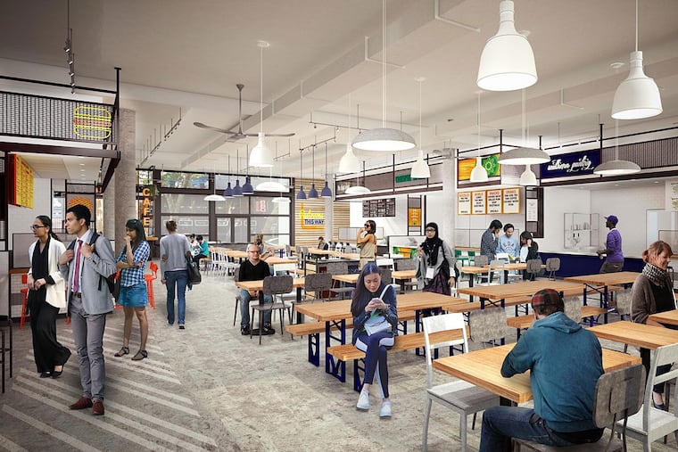 Rendering of new food hall at 34th and Walnut Streets on the University of Pennsylvania campus.