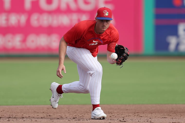 Phillies shortstop prospect Aidan Miller will also get work at third base this spring.
