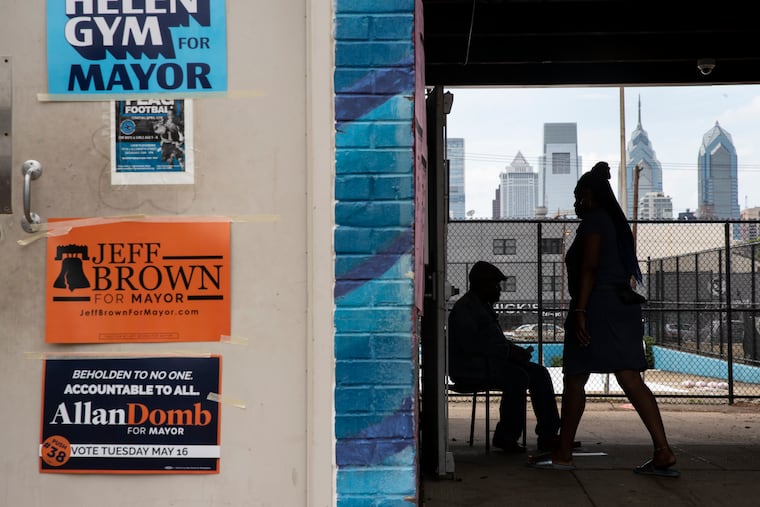 Voters at a polling place at the Chew Playground in Point Breeze on primary day in May 2023.