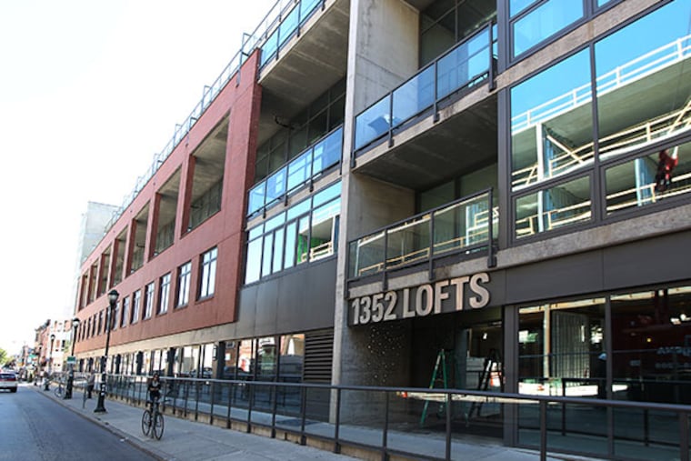 The exterior of 1352 Lofts on South Street. In another sign of condo market improvement, 1352 Lofts at South near Broad resumes sales of 42 remaining units less than four years after Amalgamated Bank foreclosed on original developer Rimas LLC and Samir Benakmoume. 09/18/ 2013 ( MICHAEL BRYANT / Staff Photographer )