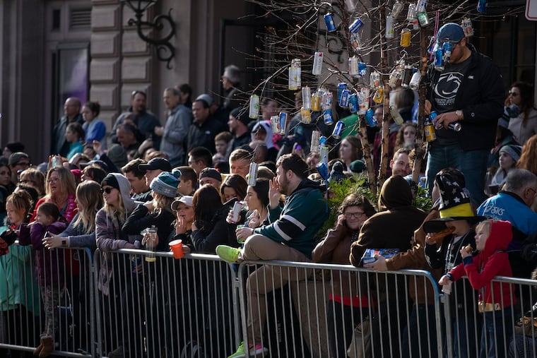 A crowd lined up along Broad Street to watch the Mummer Parade on Tuesday, Jan. 01, 2019. The unseasonably warm weather drew large crowds.