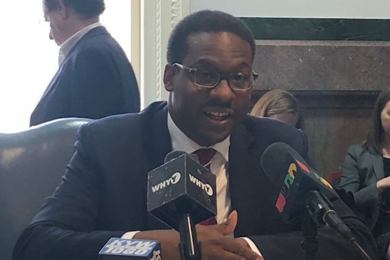 Reginald Ross, director of Ecometrics at Jones Lang LaSalle, talks to reporters about his firm’s study on Philadelphia’s 10-year tax abatement program.