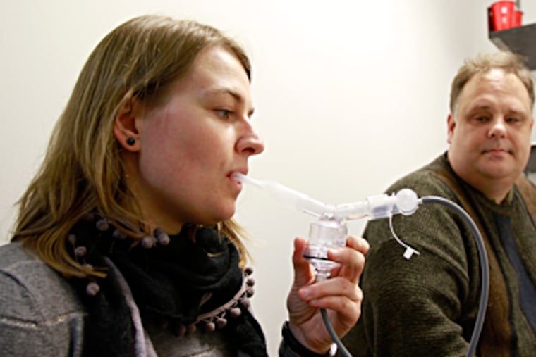 At Monell Chemical Senses Center, fellow Janina Steubert and psychologist Paul Wise study taste’s role in suppressing coughs.(David Swanson / Staff Photographer)